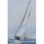 Barlow Moore (1834-1897) - Three watercolours - Studies of racing yachts, all signed, each 7.5ins