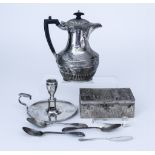 A Late Victorian Silver Oval Hot Water Pot and Mixed Silverware, the hot water pot by Henry
