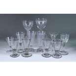 A Collection of English Wine Glasses, 18th/Late 19th Century, including - rummer with engraved