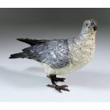 An Austrian Cold Painted Bronze Model of a Wood Pigeon, Late 19th/Early 20th Century, stamped "