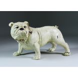 A Continental Cold Painted Terracotta Model of a Standing Bulldog with Collar, Late 19th/Early