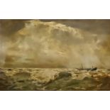 Marny (Early 20th Century School) - Oil painting - Shipwrecked vessel in a stormy sea, signed and