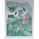***Edward Bawden (1903-1989) - Linocut in colours - "Campions and Columbines", Edition 156/500,