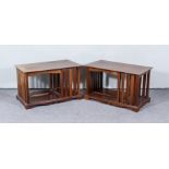 A Pair of Modern Walnut Rectangular Book Tables, the figured top inlaid with feather bandings,