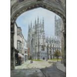 ***S. J. (Toby) Nash (1891-1960) - Watercolour - "Canterbury Cathedral" - view through