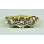 A Three Stone Diamond Ring, 20th Century, 18ct gold set with three brilliant cut white diamonds,