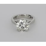 A Diamond Solitaire Ring, Modern, platinum set with a brilliant cut round diamond, approximately