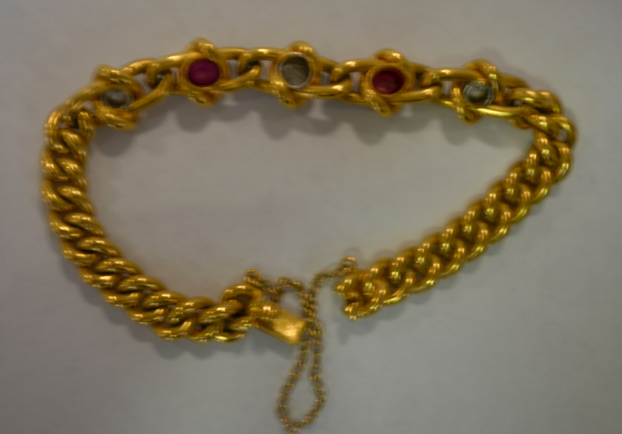 A Curb Link Gem Set Bracelet, 20th Century, 18ct yellow gold set with a centre diamond, - Image 3 of 8