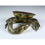 A Gilt Bronze Desk Ink Well Modelled as a Crab, Late 19th/Early 20th Century, 7.25ins wide x 2.