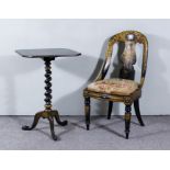 An Early 19th Century Black Lacquer and Gilt Tilt Top Octagonal Occasional Table, on spiral turned