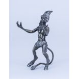 An Elizabeth II Cast Silver Standing Figure of a Satyr, by C. H. P. Sheffield 1993, standing with