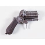 A Small English Pepper Box Revolving Pistol, 19th Century, stamped London, No.40325, .25 calibre