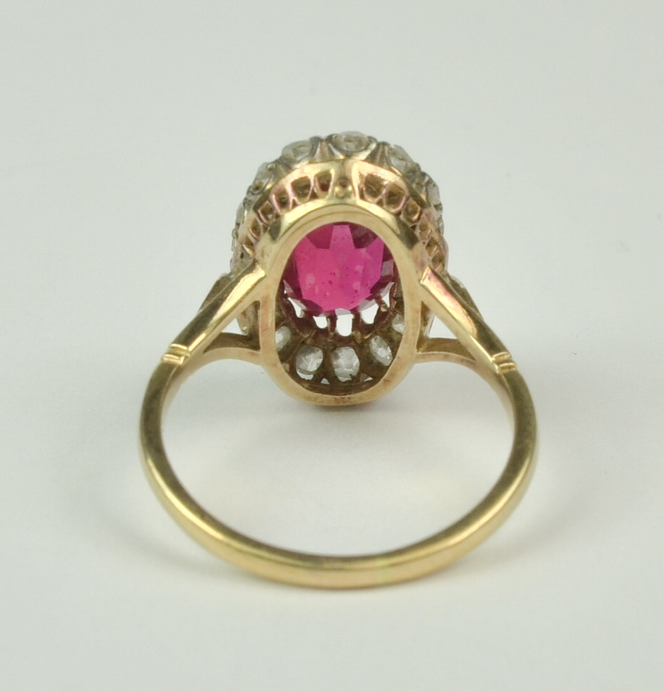 A Ruby and Diamond Ring (Synthetic Ruby), Early 20th Century, in gold colour metal mount, set with - Image 4 of 9