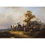 Wilhelm Alexander Meyerheim (1815-1882) - Oil painting - Rural landscape with a peasant family