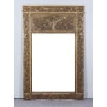 A 19th Century French Gilt Overmantel Mirror, the frame carved with musical trophies, ribbons and