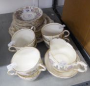 A PARAGON FINE BONE CHINA 'CHRYSANTHEMUM' PATTERN TEA SERVICE FOR SIX PERSONS, 21 PIECES VIZ 6 CUPS,