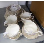 A PARAGON FINE BONE CHINA 'CHRYSANTHEMUM' PATTERN TEA SERVICE FOR SIX PERSONS, 21 PIECES VIZ 6 CUPS,