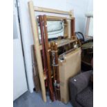 A CLOTHES RAIL, A FOLDING CLOTHES AIRER AND CLOTHES MAIDENS
