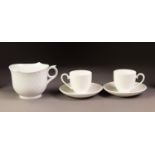MODERN MEISSEN ?WAVES? PATTERN WHITE PORCELAIN BREAKFAST CUP, together with a PAIR OF MODERN