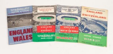 FOUR ENGLAND HOME PROGRAMMES, v Switzerland 1962, v Rest of the World 1963, v Uruguay 1964 and v