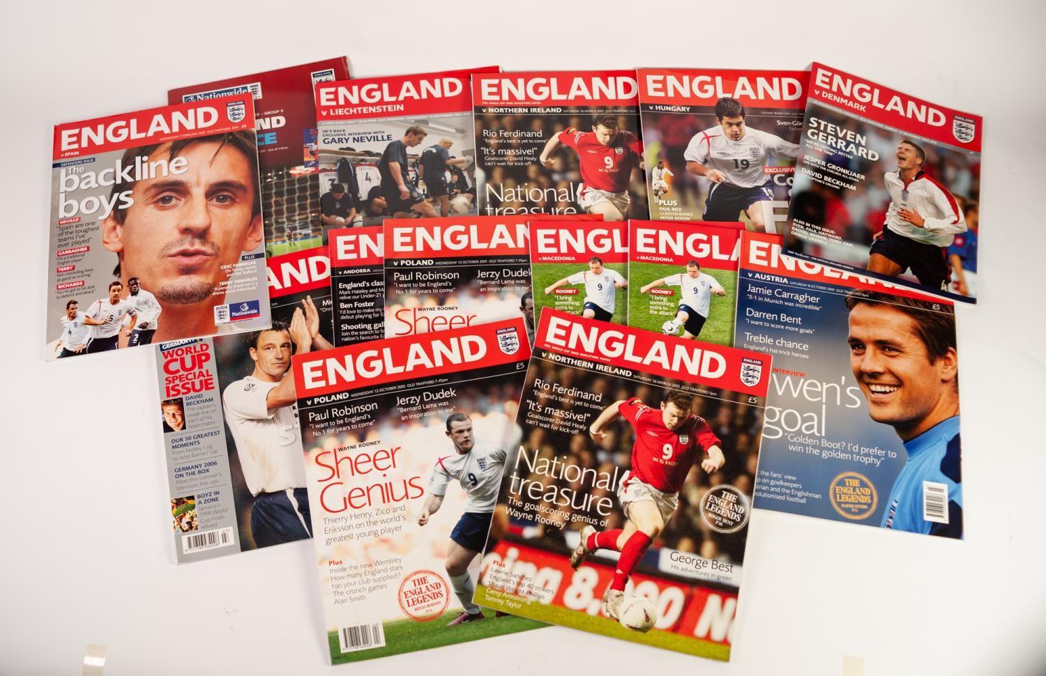 FOURTEEN ENGLAND HOME PROGRAMMES PLAYED AT OLD TRAFFORD, to include Spain, Poland, Greece, etc.
