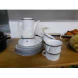 1960?s THOMAS, GERMAN WHITE PORCELAIN COFFEE POT AND MATCHING SUGAR BOWL AND COVER, FOUR SIDE PLATES