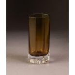 ROSENTHAL FOR VERSACE ?MEDUSA LUMIERE? AMBER STAINED DRINKING GLASS, of panelled form, 5? (12.7cm)