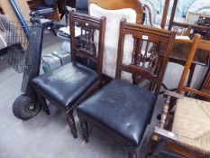 PAIR OF MAHOGANY SPINDLE BACK DINING CHAIRS WITH OVER STUFFED SEATS (2)