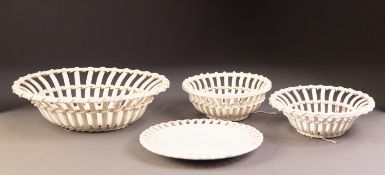 VICTORIAN WEDGWOOD CREAM WARE OVAL OPENWORK BASKET, impressed mark, ANOTHER WEDGWOOD CREAMWARE