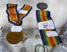 WORLD WAR I 1914-18 MEDAL AND RIBBON, AWARDED TO PTE. F. CLARKE AND A GREAT WAR CIVILISATION MEDAL