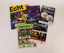 FIVE MANCHESTER CITY AWAY PROGRAMMES in Europe, v Groclin, Hamburg, Poznan, Omonoia and Borussia