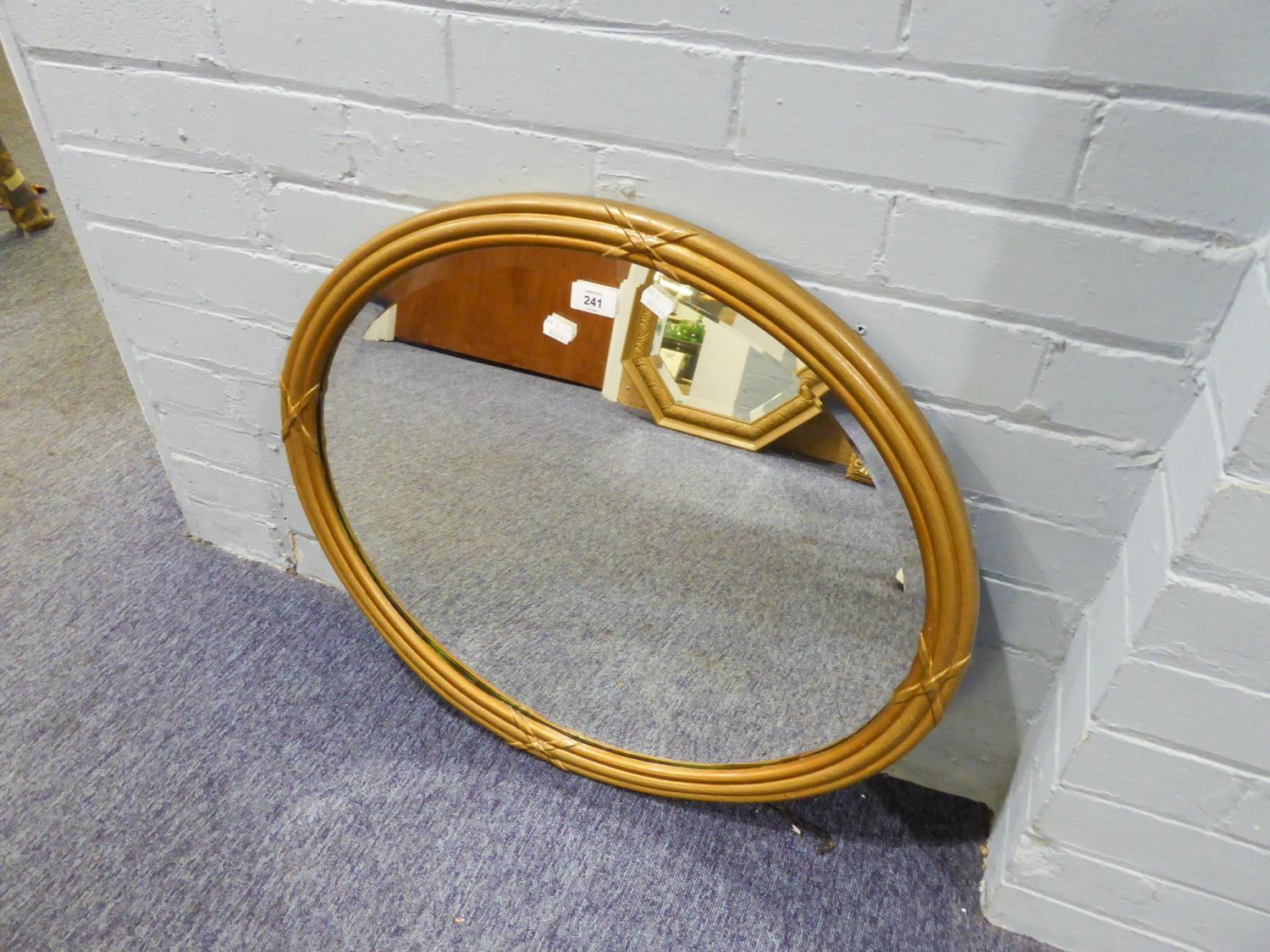 VICTORIAN OVAL BEVELLED EDGE WALL MIRROR, IN REED AND RIBBON GILT FRAME