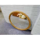 VICTORIAN OVAL BEVELLED EDGE WALL MIRROR, IN REED AND RIBBON GILT FRAME