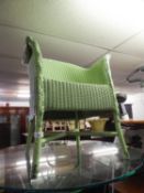 A LOOM LINEN RECEIVER AND TUB ARMCHAIR (2)