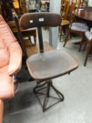 A 'LEABANK' ADJUSTABLE INDUSTRIAL OFFICE CLERKS CHAIR