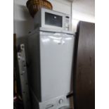 A HOOVER LARDER FRIDGE AND A PANASONIC MICROWAVE OVEN (2)