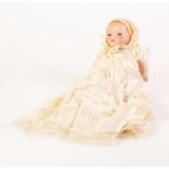 ARMAND MARSEILLE BISQUE SWIVEL HEADED DREAM BABY DOLL, impressed mark 341/0 with blue glass eyes (