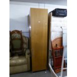 A PINE EFFECT WARDROBE WITH CENTRE MIRROR PANEL AND TWO PANEL FOLDING DOORS, 4?11? WIDE (FLAT PACK
