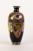 TWENTIETH CENTURY JAPANESE CLOISONNÉ VASE, of slender ovoid form with short, waisted neck, decorated