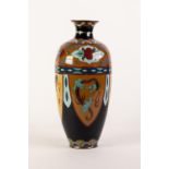 TWENTIETH CENTURY JAPANESE CLOISONNÉ VASE, of slender ovoid form with short, waisted neck, decorated