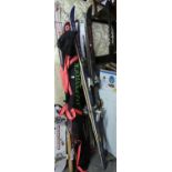 SEVEN PAIRS OF SKIS AND A SKI BAG