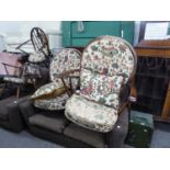 A PAIR OF ERCOL WHEEL BACK ARMCHAIRS, DITTO ROCKING CHAIR AND ANOTHER ERCOL LARGE ARMCHAIR (4)