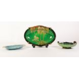 CARLTON WARE NEW STORK PATTERN ?VERT ROYALE? POTTERY DISH, of shallow, oval form with shaped rim,