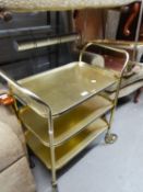 TWO GILT METAL TEA TROLLEYS