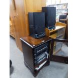 AIWA STACKING 5 TIER STEREO SYSTEM WITH RECORD TURNTABLE, WITH PAIR OF LOUDSPEAKERS, IN MAHOGANY