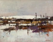 GEOFF CHILTON (MODERN) OIL ON CANVAS ?Langtoft Allotments? Signed, titled to label verso 15 ½? x