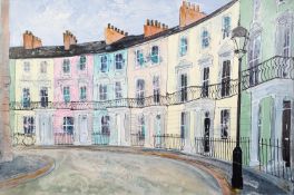 KATHARINE DOVE (MODERN) MIXED MEDIA ON CANVAS ?Chalcot Crescent? Initialled, signed and titled verso