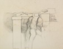 JOHN PICKING (b.1939) PENCIL DRAWING ?The Ragazzi Guardians? Signed, tilted and dated 12 X 71 13?