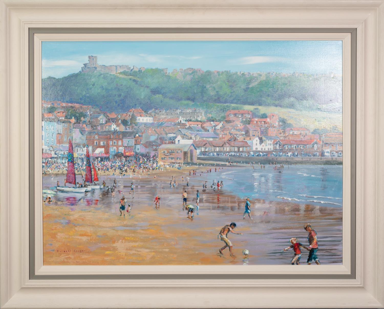 HILARY BURNETT COOPER (MODERN) ACRYLIC ON CANVAS ?Enjoying Scarborough? Signed 24? x 32? (61cm x - Image 2 of 2