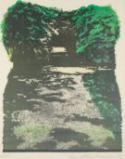 IVOR ABRAHAM (1935-2015) ARTIST SIGNED PROOF COLOURED LITHOGRAPH Tree lined avenue, dated (19)75 16?